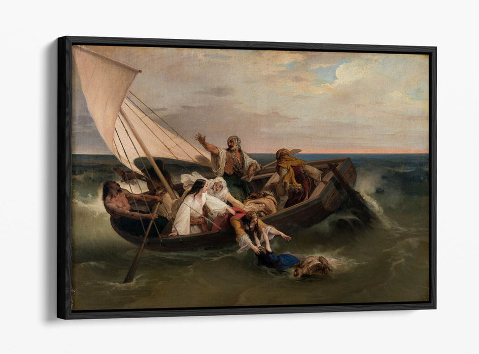 FRANCESCO HAYEZ, BOAT WITH GREEK FUGITIVES -FLOAT EFFECT CANVAS WALL ART PRINT