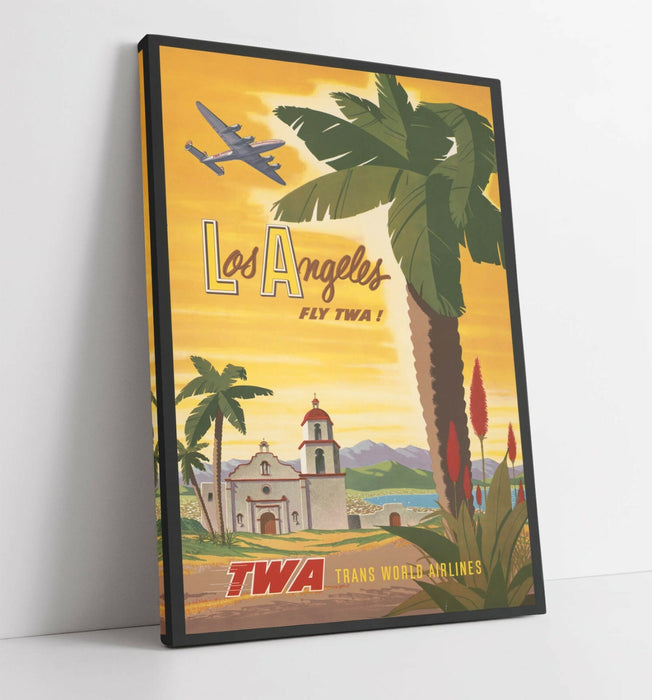 RETRO LOS ANGELES TRAVEL POSTER -CANVAS WALL ART PICTURE PRINT- GREEN