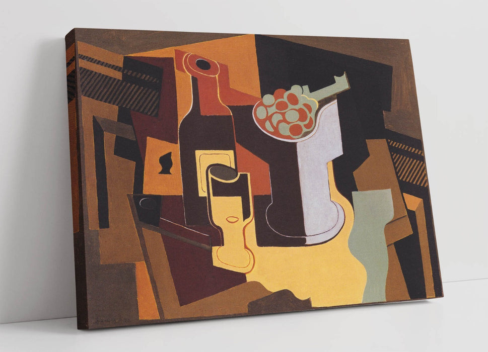 JUAN GRIS, BOTTLE AND FRUIT BOWL -CANVAS WALL ARTWORK PICTURE PRINT