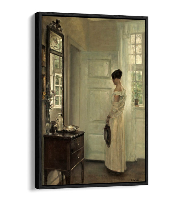 CARL HOLSOE, SALON INTERIOR WITH WOMAN -FLOAT EFFECT CANVAS WALL ART PIC PRINT