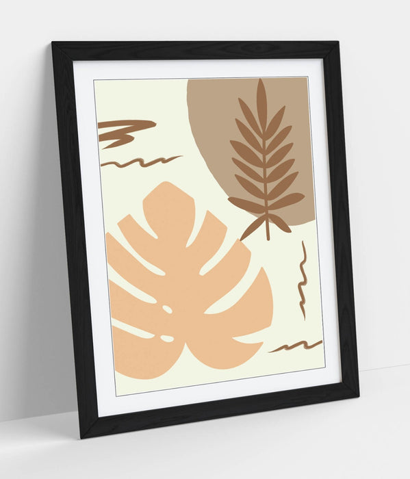BOTANICAL BAUHAUS LEAF TRENDY MINIMALIST -FRAMED WALL ART PICTURE PRINT ARTWORK