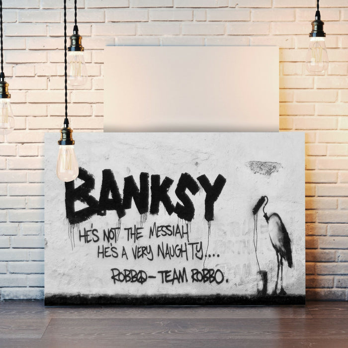 BANKSY STYLE - BANKSY V ROBBO - CANVAS STREET WALL ART PRINT ARTWORK