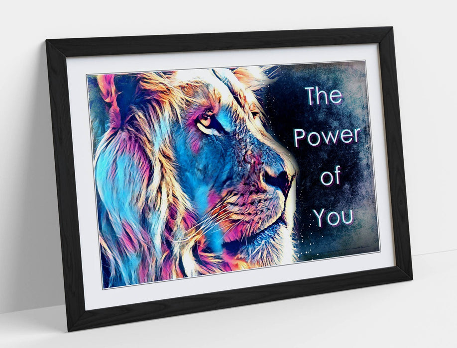 PURPLE BLUE LION SKETCH MOTIVATIONAL QUOTE -FRAMED ART POSTER PICTURE PRINT