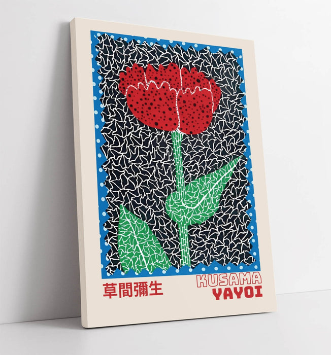 YAYOI KUSAMA RED ROSE FLORAL CONTEMPORARY DECOR CANVAS WALL ART PICTURE PRINT