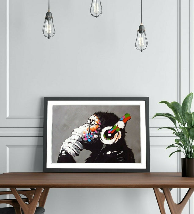 MONKEY DJ BANKSY STREET ART FRAMED POSTER PICTURE PRINT ARTWORK - GORILLA