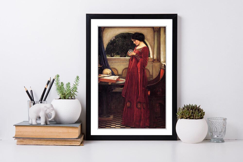 JOHN WILLIAM WATERHOUSE CRYSTAL BALL FRAMED ART POSTER PAINTING PRINT 4 SIZES
