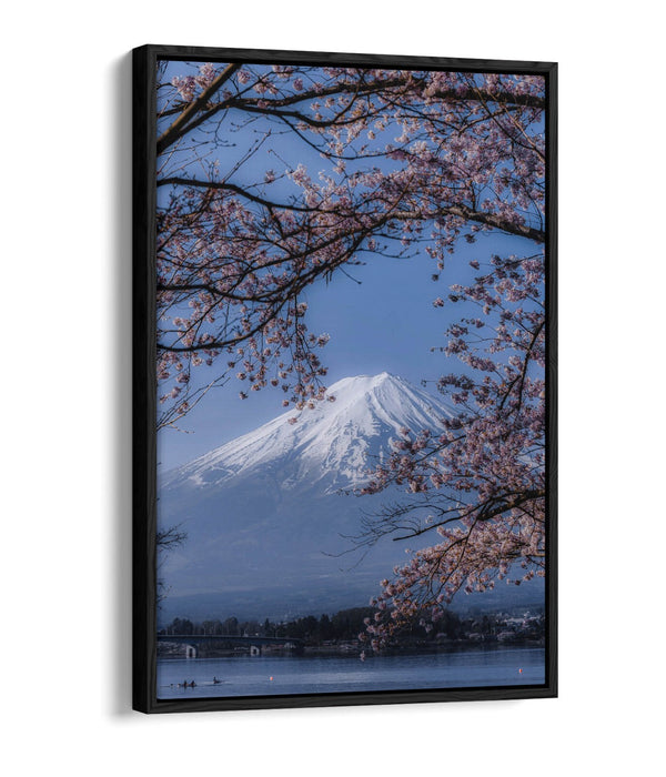 VIEW OF MOUNT FUJI WITH CHERRY BLOSSOM TREE FLOAT EFFECT CANVAS WALL ART PRINT