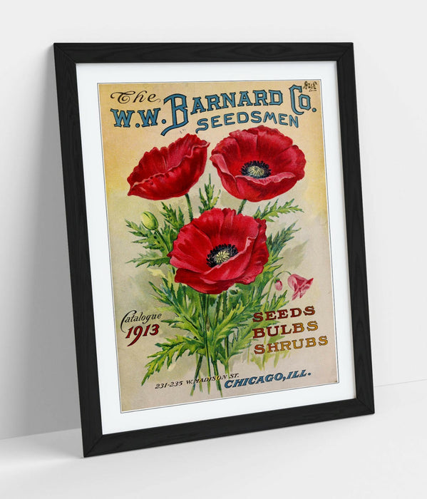 VINTAGE RETRO POPPY FLOWER POSTER -FRAMED WALL ART PICTURE PRINT