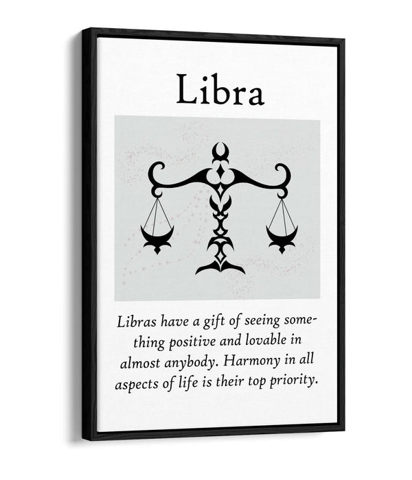 LIBRA STAR SIGN ZODIAC ASTROLOGY QUOTE -FLOAT EFFECT CANVAS WALL ART PRINT