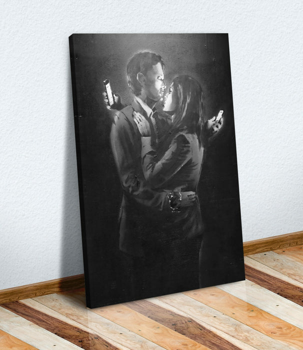 MOBILE LOVERS PORTRAIT - CANVAS STREET WALL ART PRINT ARTWORK BANKSY STYLE
