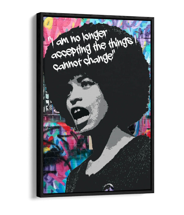 ANGELA DAVIS ACTIVIST GRAFFITI QUOTE -FLOAT EFFECT CANVAS WALL ART PIC PRINT