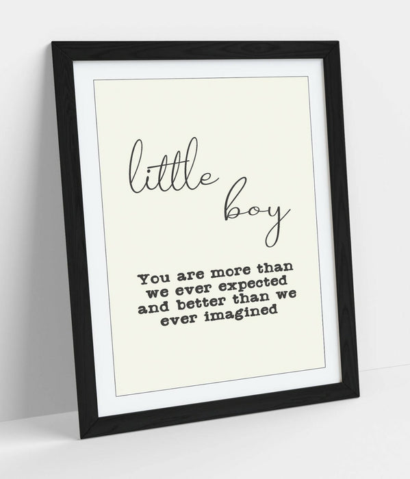 "LITTLE BOY" NURSERY BABY KIDS ROOM QUOTE SLOGAN -FRAMED WALL ART PICTURE PRINT