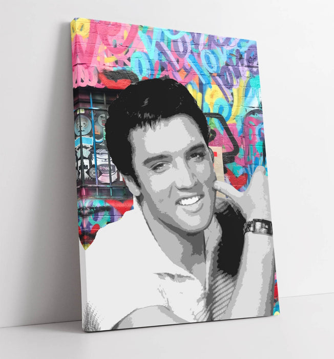 ELVIS PRESLEY GRAFFITI -CANVAS WALL ART PRINT ARTWORK BANKSY STYLE