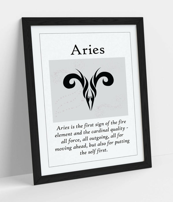 ARIES STAR SIGN ZODIAC ASTOLOGY QUOTE SLOGAN -FRAMED WALL ART PICTURE PRINT