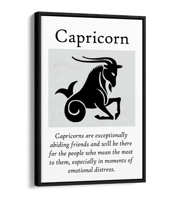 CAPRICORN STAR SIGN ZODIAC ASTROLOGY QUOTE -FLOAT EFFECT CANVAS WALL ART PRINT