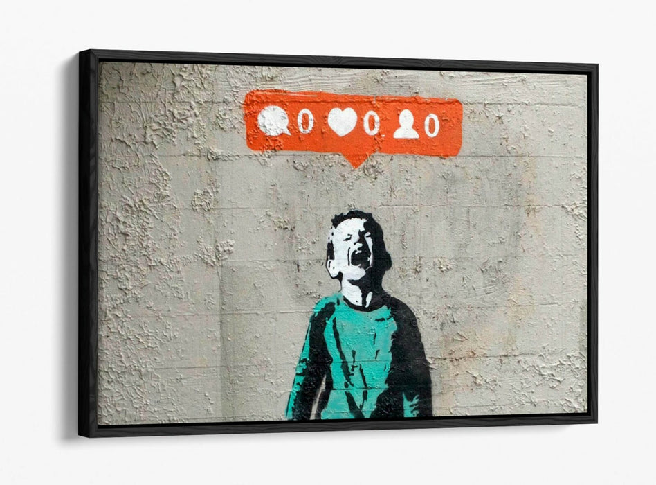 BANKSY "NO SOCIAL MEDIA" -FLOAT EFFECT CANVAS ART PRINT- GRAFFITI STREET ART