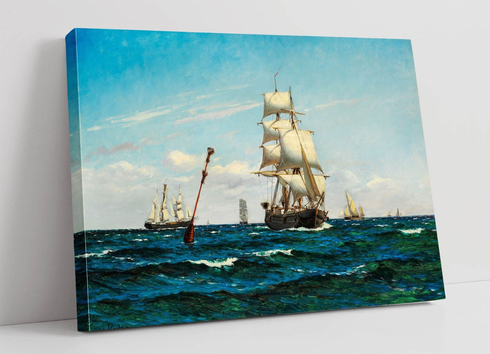 CARL LOCHER, SAILING SHIPS ON THE SEA -CANVAS WALL ART ARTWORK PRINT