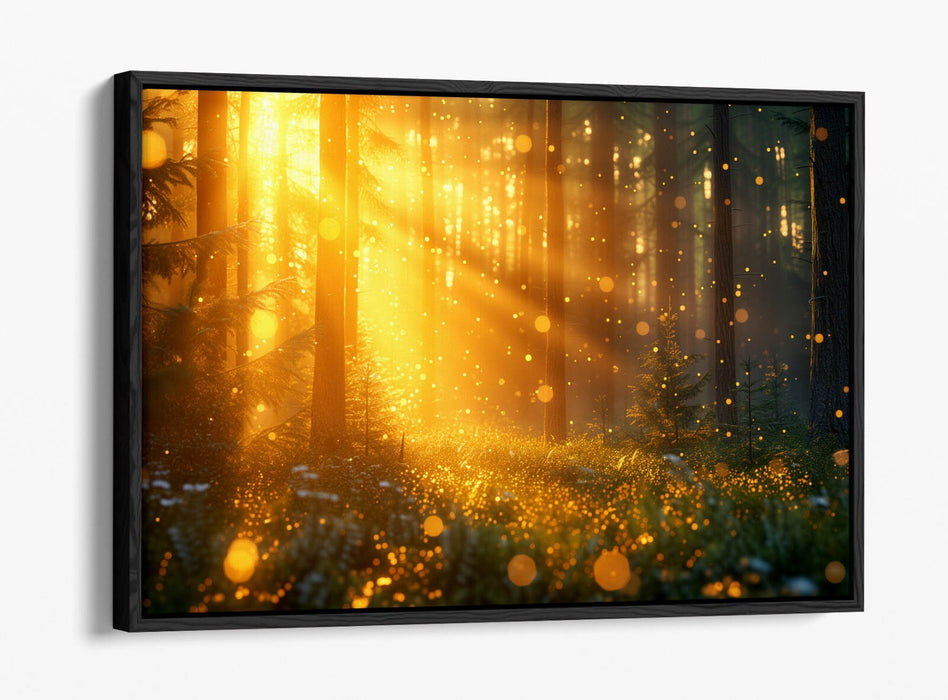 SPARKLING SUNLIGHT FOREST LANDSCAPE HOME DECOR FLOAT EFFECT CANVAS ART PRINT