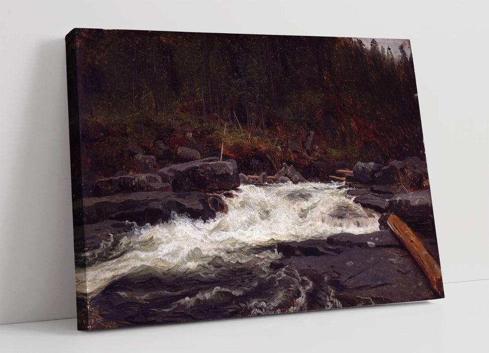 AUGUST CAPPELEN, WATERFALL IN TELEMARK -CANVAS WALL ART ARTWORK PRINT