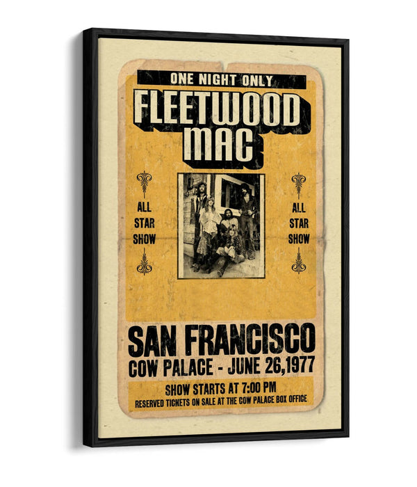 FLEETWOOD MAC VINTAGE MUSIC POSTER -FLOAT EFFECT CANVAS WALL ART PRINT