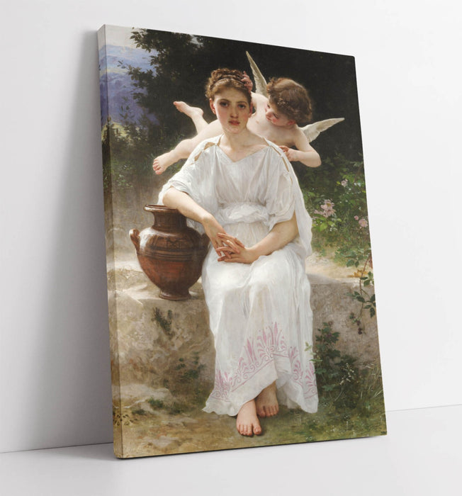 WILLIAM ADOLPHE BOUGUEREAU, WHISPERINGS OF LOVE -CANVAS WALL ARTWORK PIC PRINT