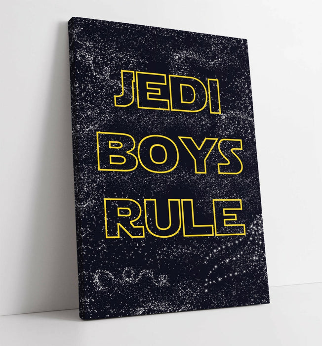 "JEDI BOYS RULE" STAR WARS STYLE QUOTE KIDS -CANVAS WALL ART PRINT ART FRAME