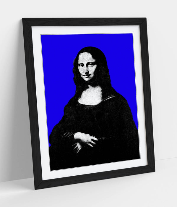MONA LISA DA VINCI POP ART BLUE BACKGROUND -FRAMED WALL ART PICTURE PRINT