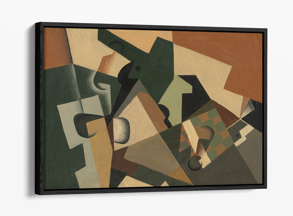 JUAN GRIS, GLASS AND CHECKERBOARD -FLOAT EFFECT CANVAS WALL ART PRINT