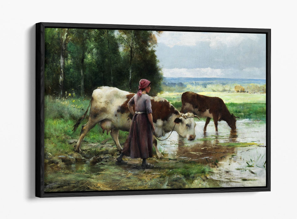 JULIEN DUPRE, YOUNG WOMAN SOARING CATTLE -FLOAT EFFECT CANVAS WALL ART PIC PRINT