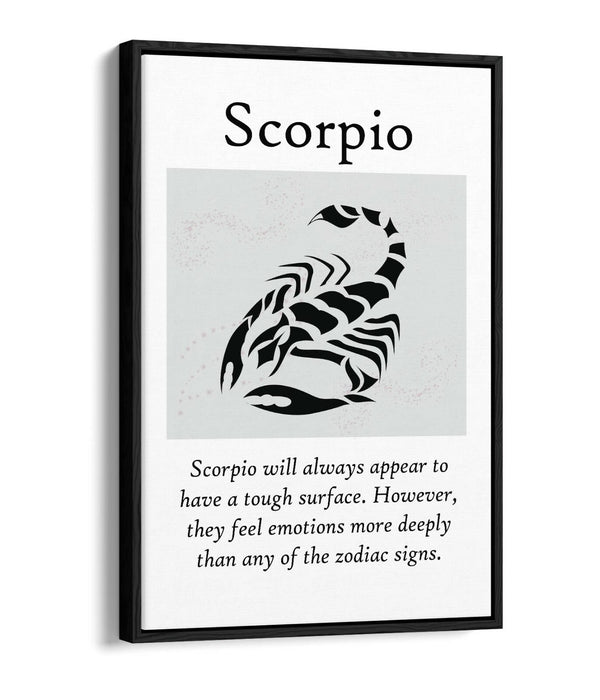 SCORPIO STAR SIGN ZODIAC ASTROLOGY QUOTE -FLOAT EFFECT CANVAS WALL ART PRINT