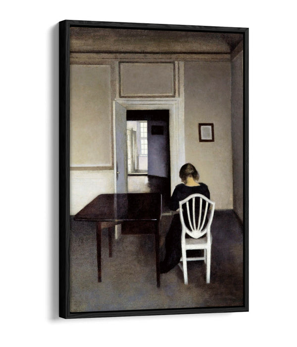 VILHELM HAMMERSHOI INTERIOR WITH IDA -FLOAT EFFECT CANVAS WALL ART PICTURE PRINT