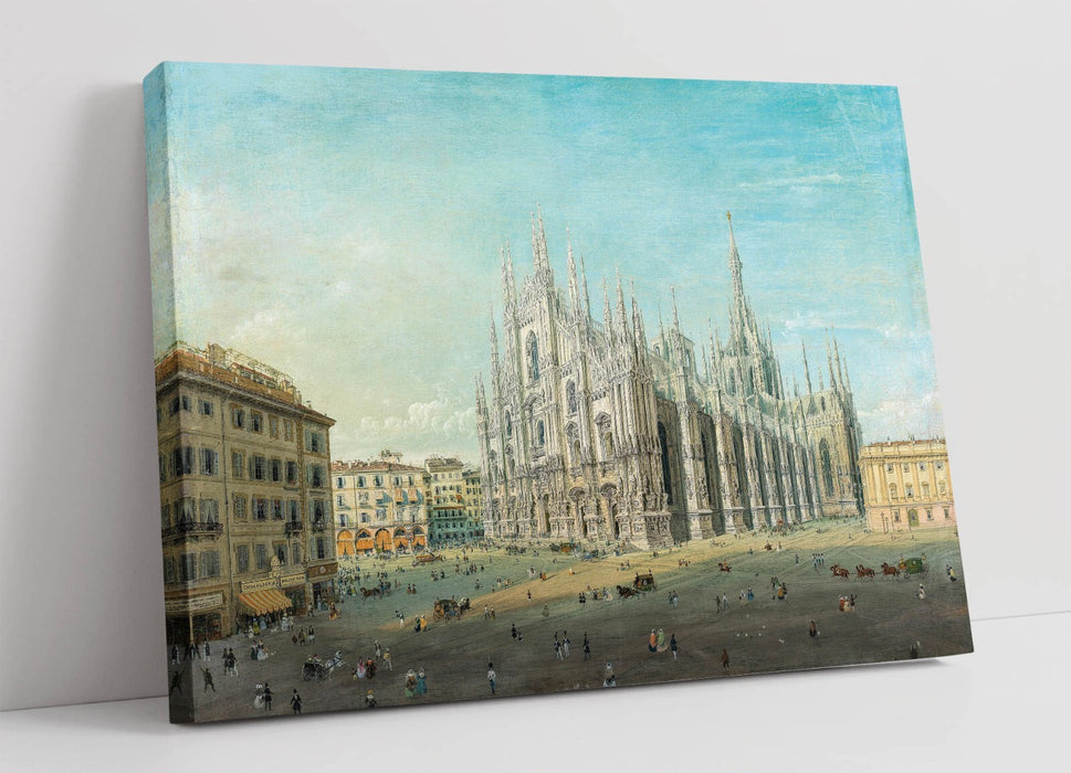 CARLO BOSSOLI, PIAZZA DEL DUOMO -CANVAS WALL ARTWORK PICTURE PRINT