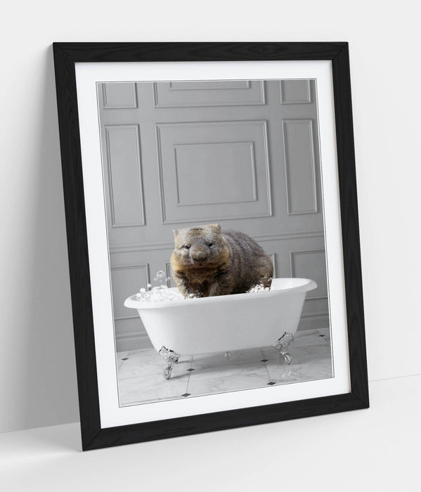 WOMBAT IN BATH PANEL WALL -ART FRAMED POSTER PICTURE PRINT BATHROOM ARTWORK