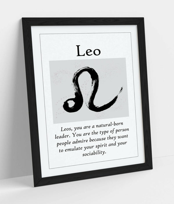 LEO STAR SIGN ZODIAC ASTOLOGY QUOTE SLOGAN -FRAMED WALL ART PICTURE PRINT