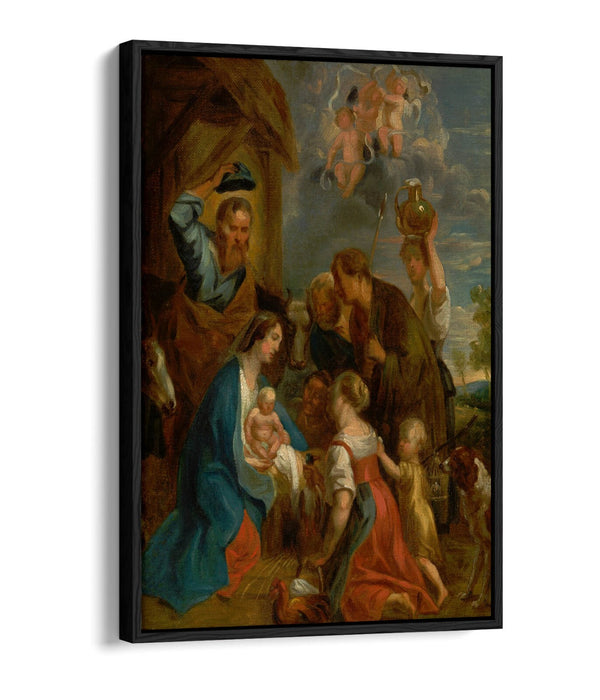 JACOB JORDAENS, ADORATION OF THE SHEPHERDS -FLOAT EFFECT CANVAS WALL ART PRINT