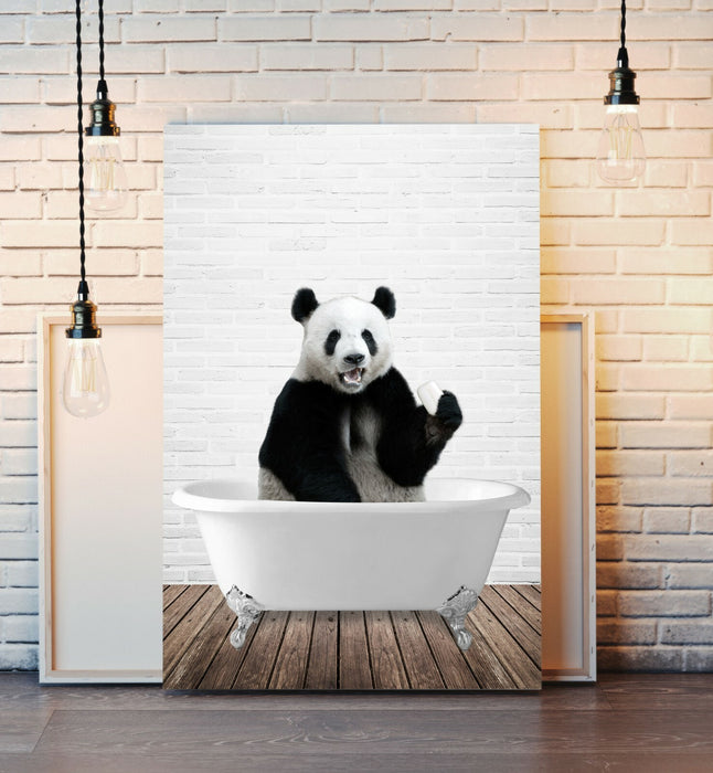Panda Animal in Bath Bathtub CANVAS WALL ART PRINT ARTWORK PICTURE FRAMED POSTER
