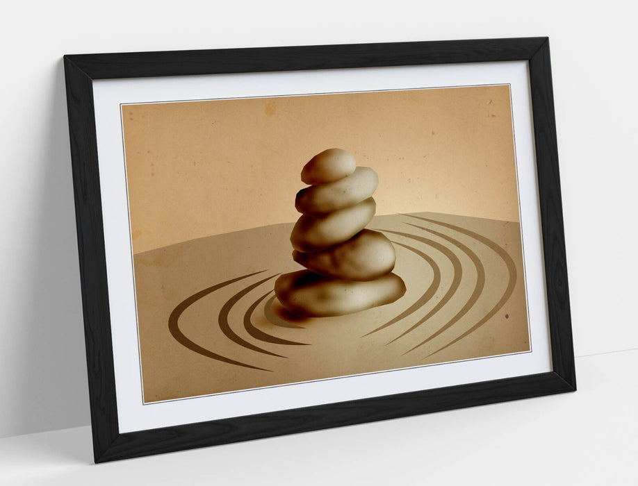 ABSTRACT ZEN STONE STACK HOME DECOR -FRAMED ART POSTER PICTURE PRINT