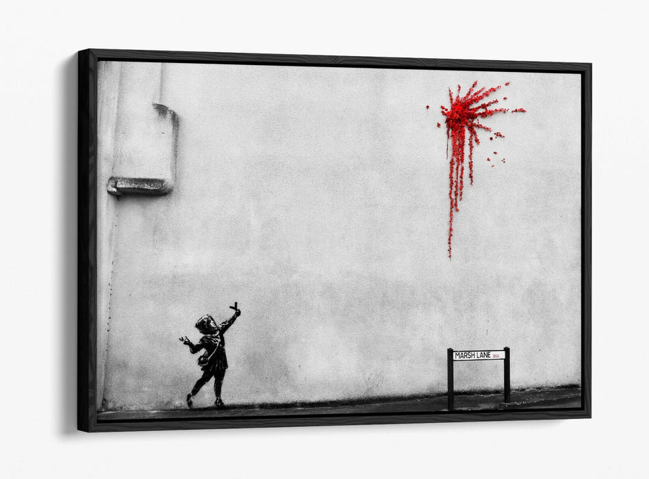 BANKSY VALENTINES ARTWORK -FLOAT EFFECT CANVAS WALL ART PIC PRINT GRAFFITI- RED