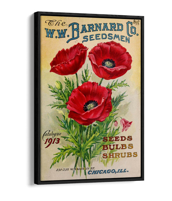 VINTAGE RETRO POPPY FLOWER POSTER -FLOAT EFFECT CANVAS ART PRINT