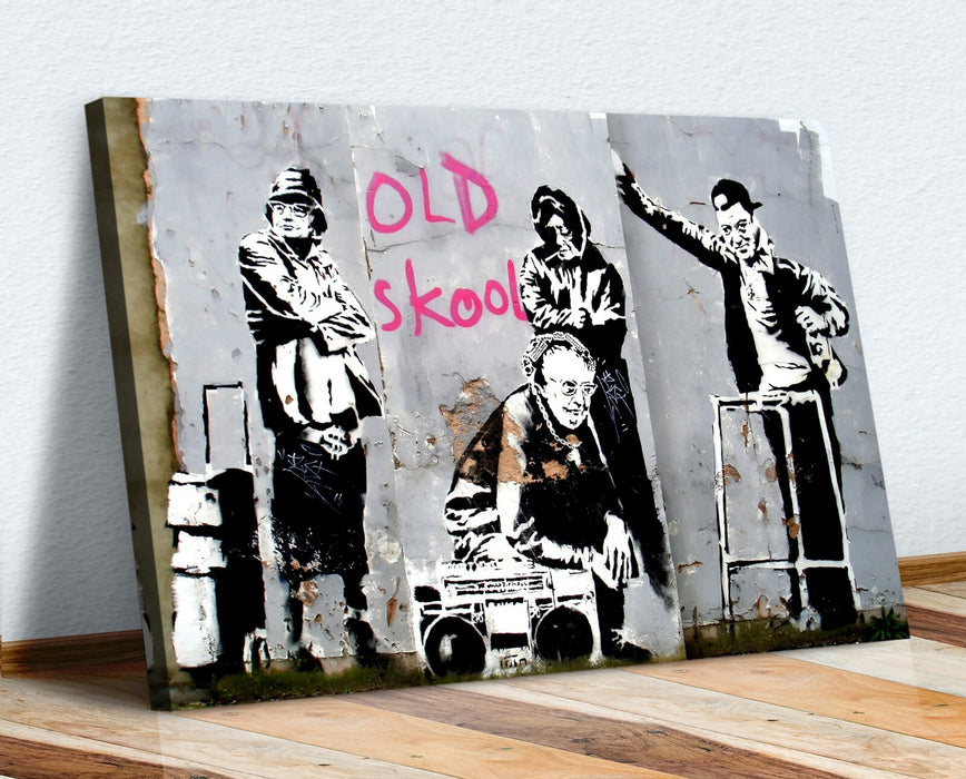 BANKSY DJ OLD SKOOL SCHOOL CANVAS WALL ART PICTURE PRINT ARTWORK GRAFFITI