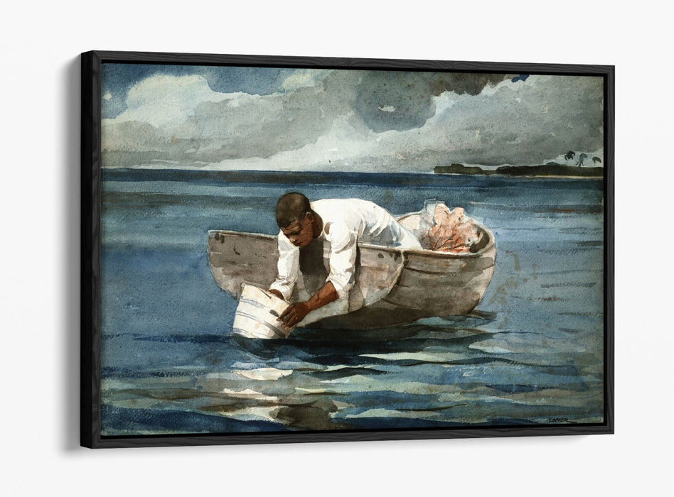 WINSLOW HOMER, THE WATER FAN -FLOAT EFFECT CANVAS WALL ART PRINT