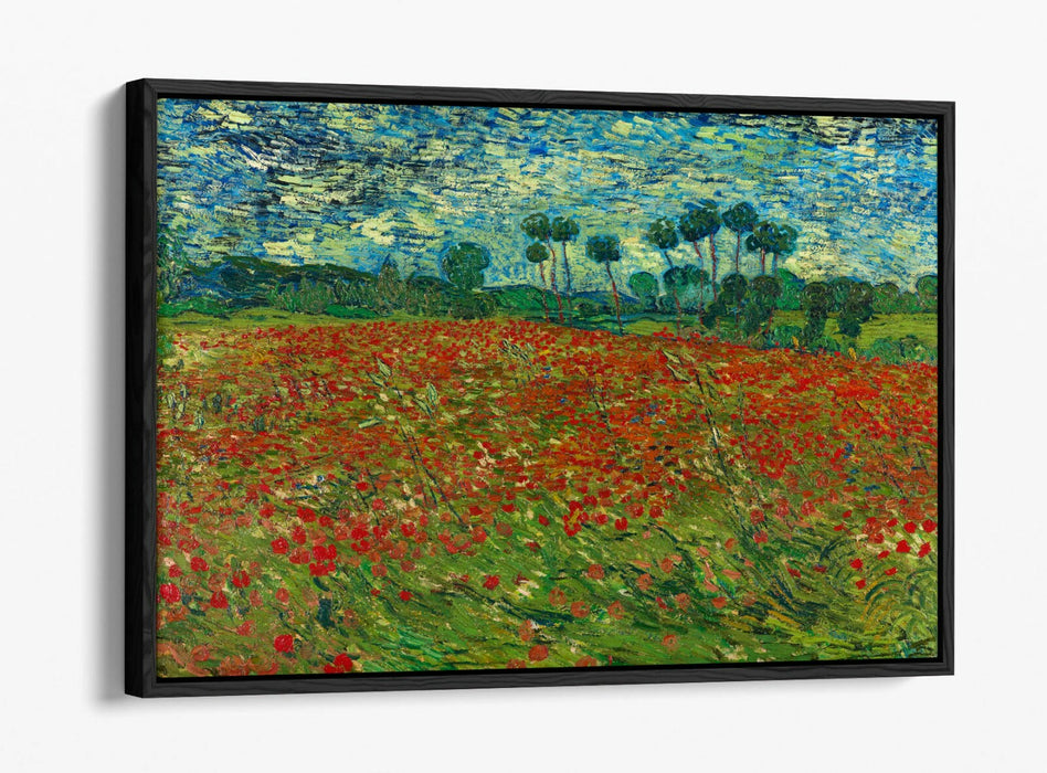VAN GOGH POPPY FIELD -FLOAT EFFECT CANVAS WALL ART PIC PRINT- GREEN BLUE