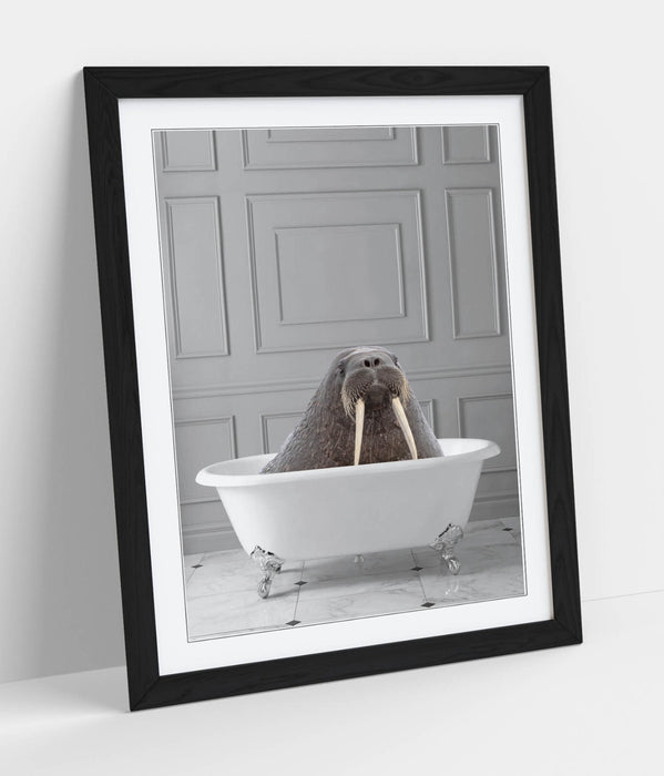 WALRUS IN BATHTUB -QUIRKY ART FRAMED POSTER PICTURE PRINT BATHROOM ARTWORK