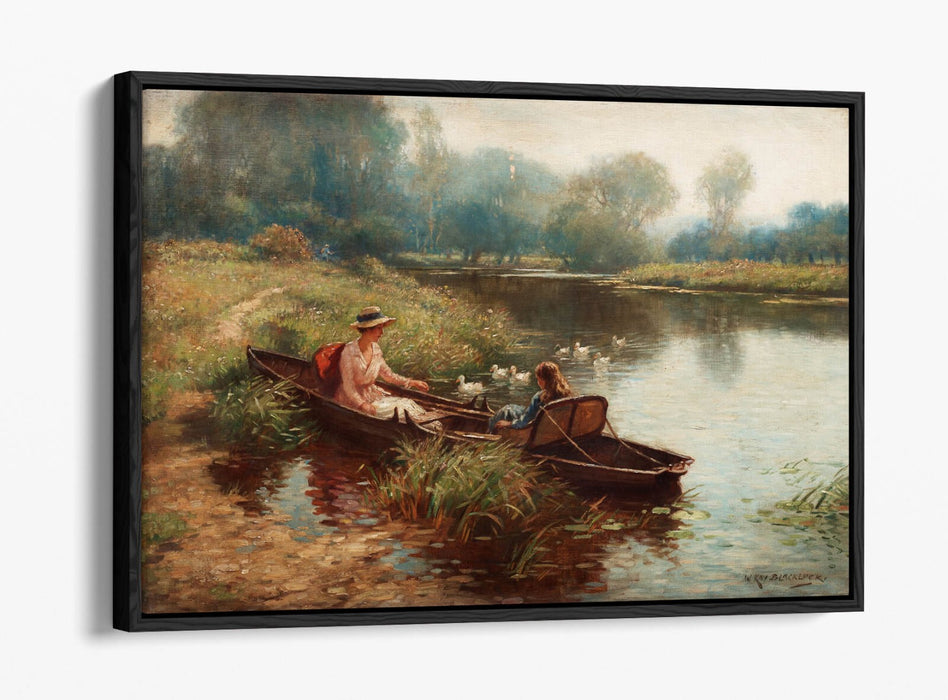 WILLIAM KAY BLACKLOCK, BACKWATER ON THE OUSE -FLOAT EFFECT CANVAS WALL ART PRINT