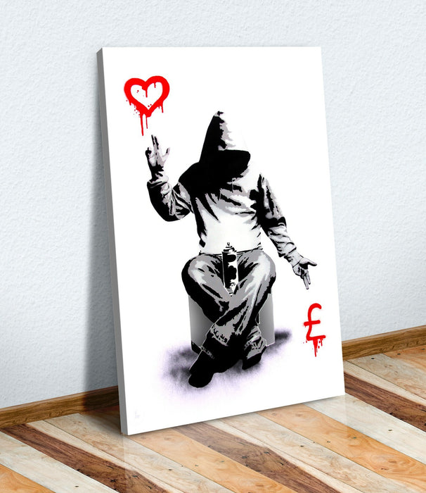 BANKSY LOVE OR MONEY GRAFFITI CANVAS WALL ART PRINT ARTWORK PAINTING DEEP FRAMED