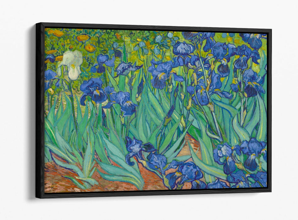 VAN GOGH IRISES -FLOAT EFFECT CANVAS WALL ART PIC PRINT- BLUE GREEN