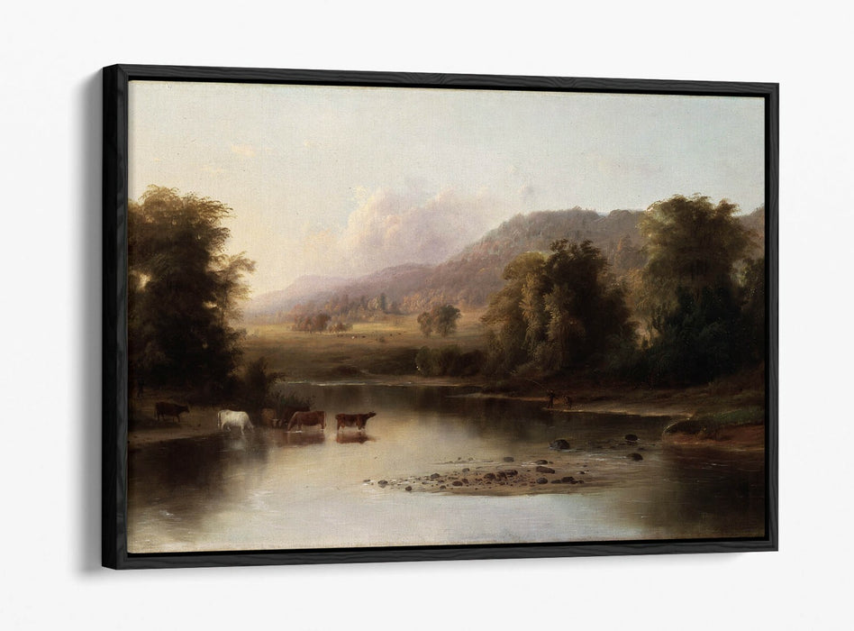 ROBERT S. DUNCANSON, VIEW OF ST ANNE'S RIVER -FLOAT EFFECT CANVAS WALL ART PRINT