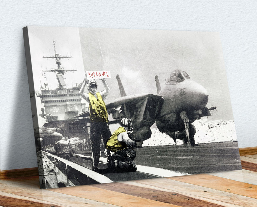 BANKSY APPLAUSE AIRCRAFT CARRIER CANVAS STREET WALL ART GRAFFITI PRINT ARTWORK
