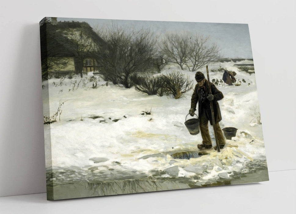 H.A BRENDEKILDE, SNOWY LANDSCAPE -CANVAS WALL ART ARTWORK 30MM DEEP FRAMED PRINT
