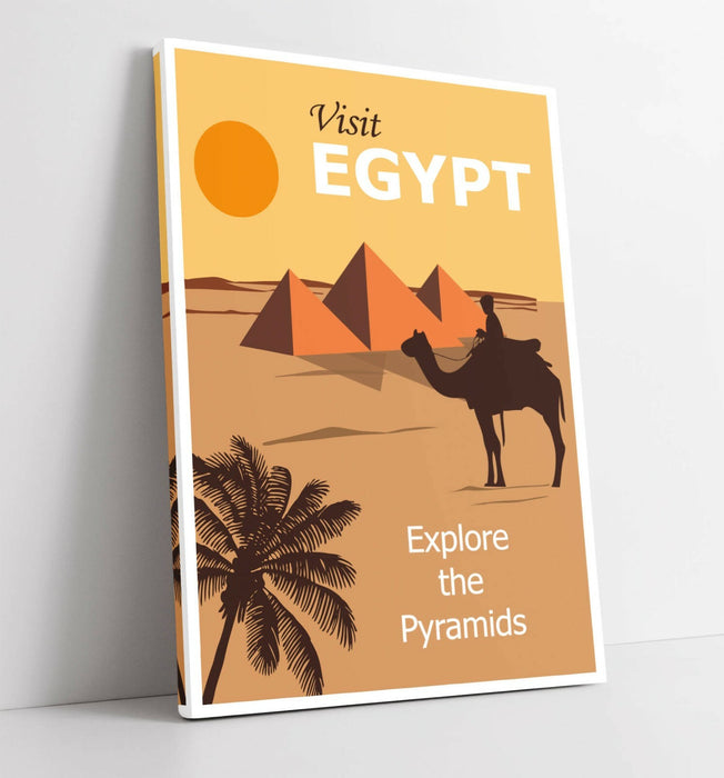 VINTAGE RETRO VISIT EGYPT TRAVEL POSTER, PYRAMIDS -CANVAS WALL ART PICTURE PRINT